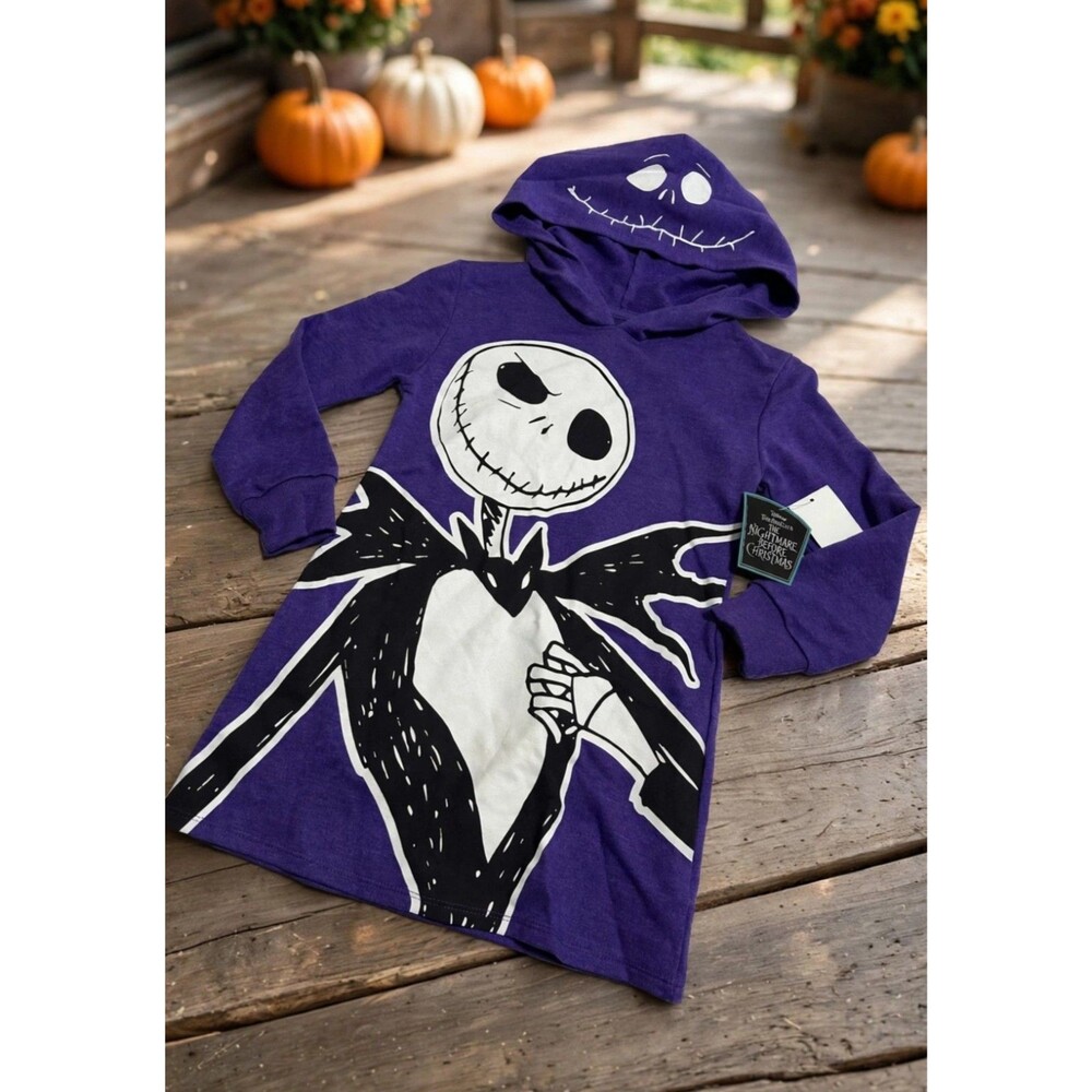 Disney Nightmare Before Christmas Jack Skellington Hooded Dress Girls XS NWT